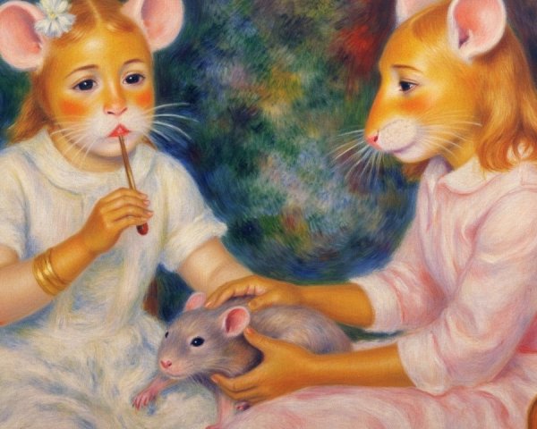 Girls in Animal Masks in a Whimsical Setting