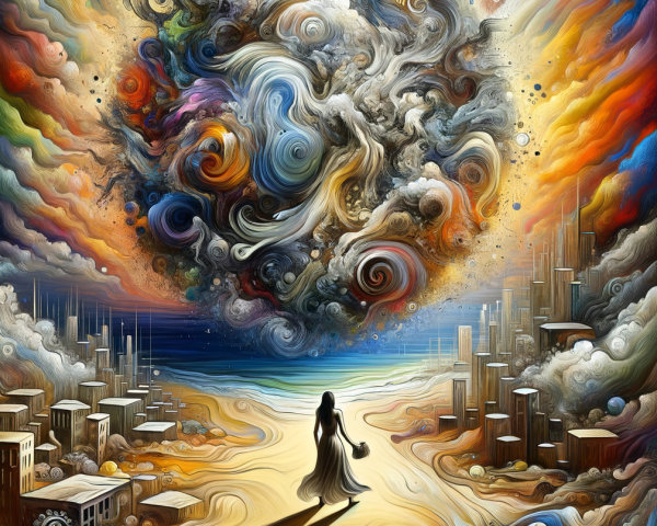 Surreal Landscape with Vibrant Colors and Patterns