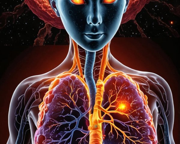 Stylized Human Figure with Transparent Body and Organs