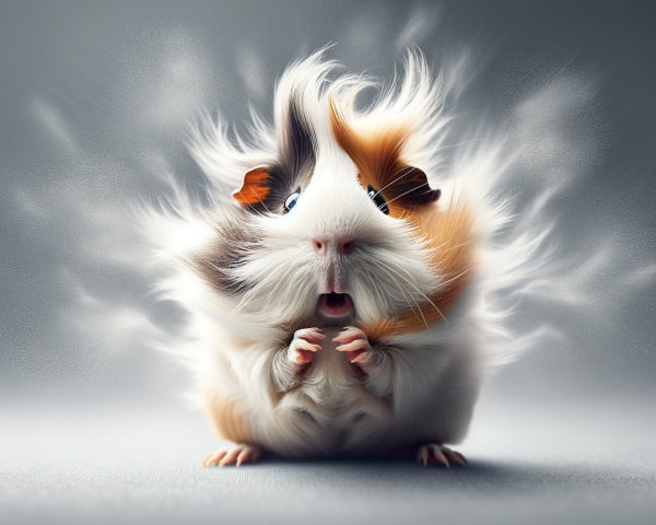 Fluffy Guinea Pig with Brown, White, and Orange Fur
