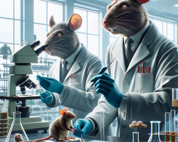 Futuristic Laboratory with Mice Conducting Experiments