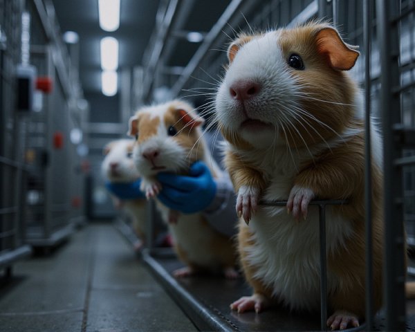 Guinea Pigs in Cages at a Clean Animal Facility
