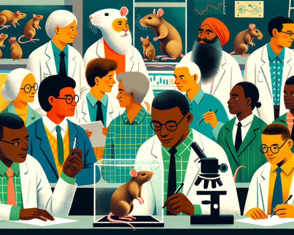 Diverse Scientists Collaborating in a Colorful Lab