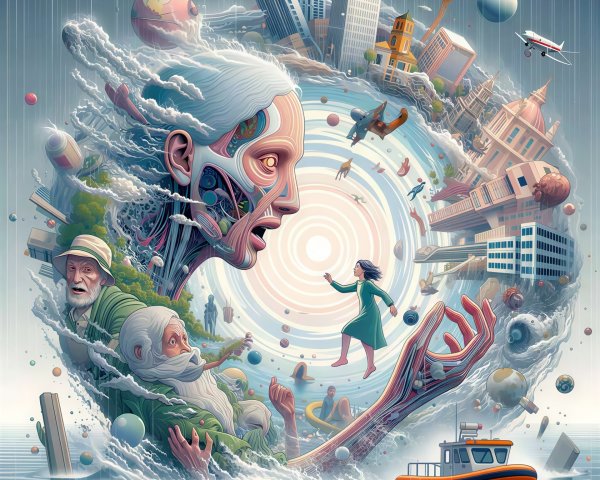 Surreal Digital Painting of a Circular Vortex World