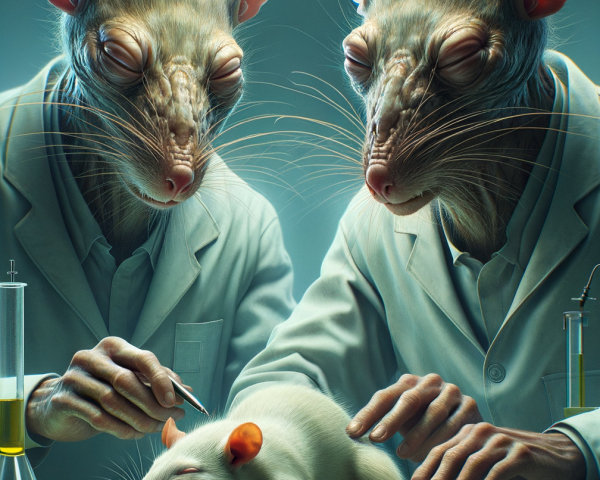 Futuristic Laboratory with Anthropomorphic Rats Experimenting