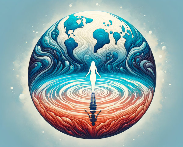 Stylized Globe with Water and Land Elements