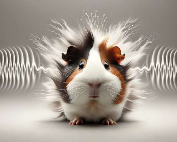 Cute guinea pig with fluffy fur and soundwave design