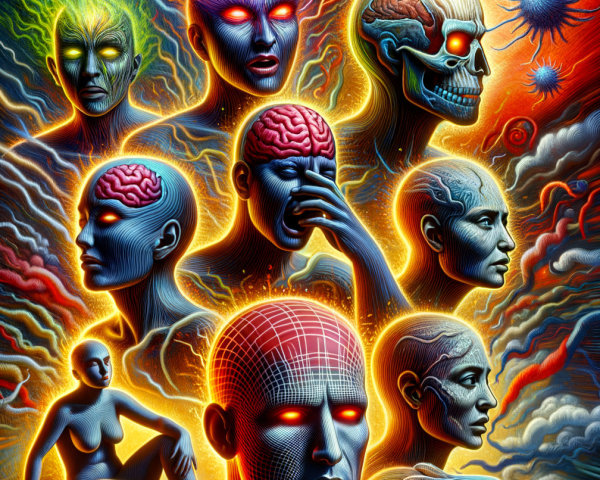 Surreal Composition of Interconnected Human Figures