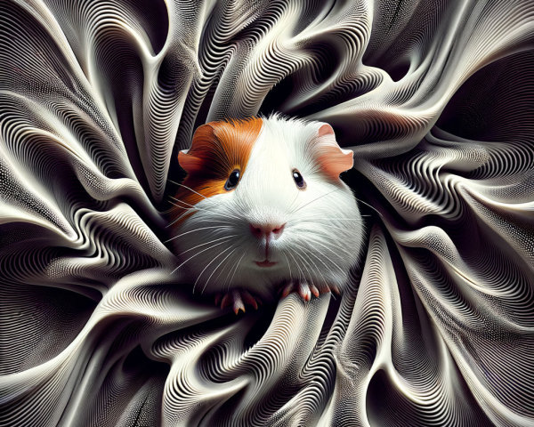 Guinea Pig Among Textured Fabric Backdrop