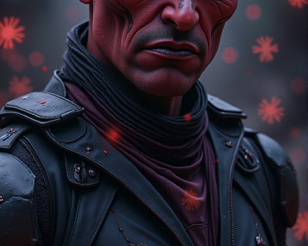 Menacing Character with Red Bulbous Head and Spikes