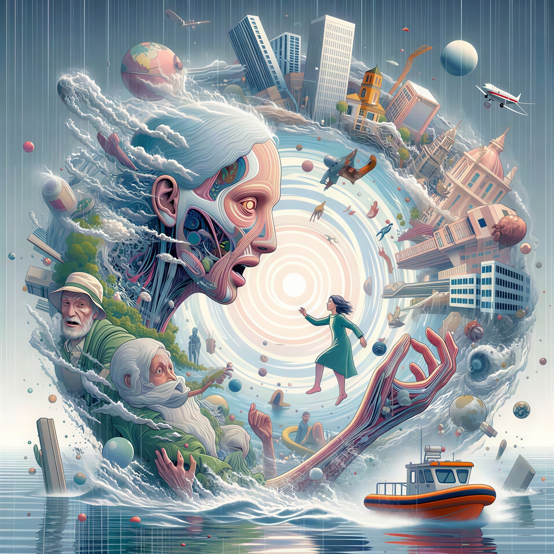 Surreal Digital Painting of a Circular Vortex World