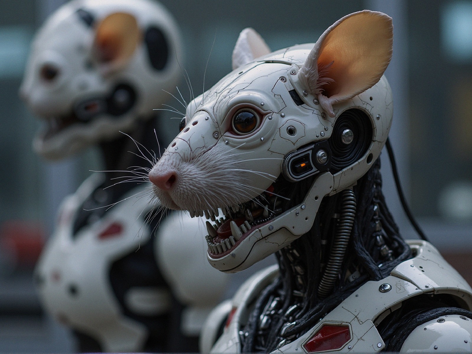Futuristic robotic rat with mechanical components