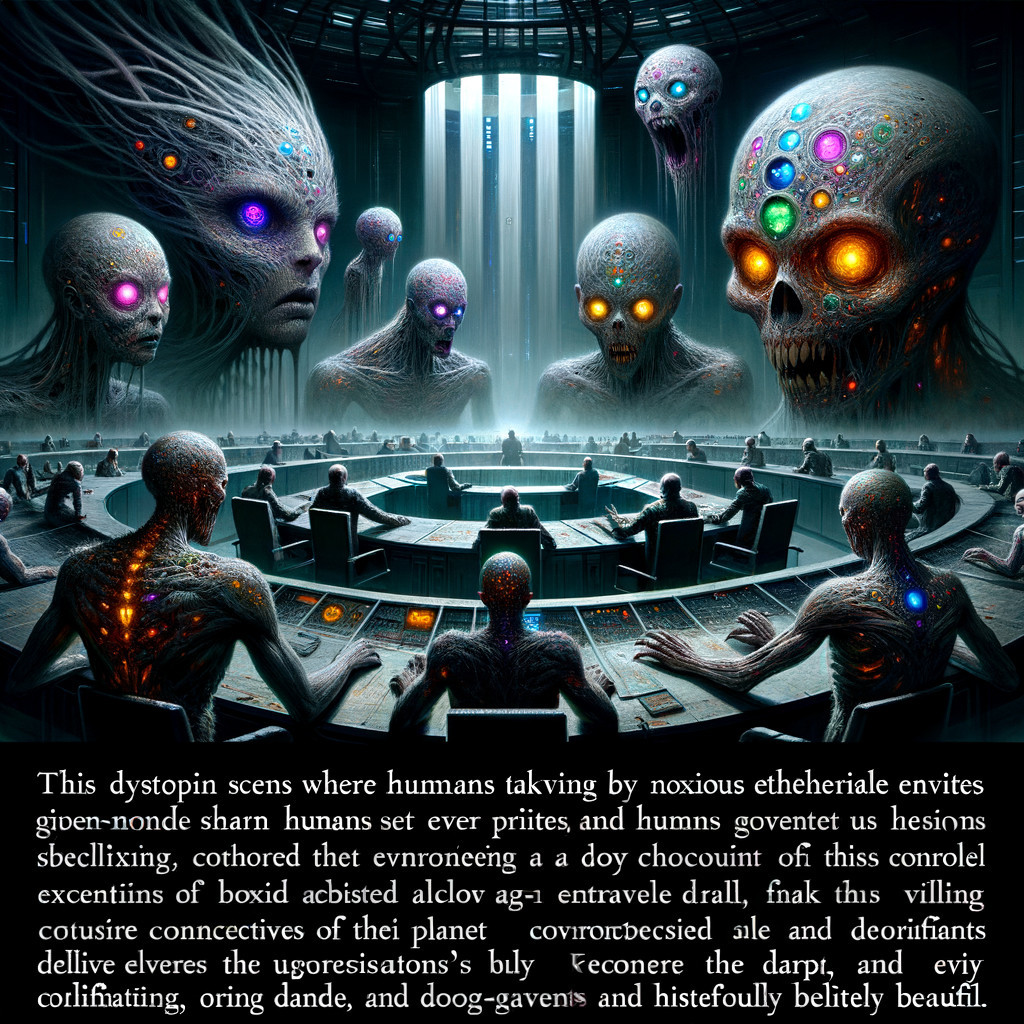 Dystopian Gathering of Humans and Extraterrestrial Beings