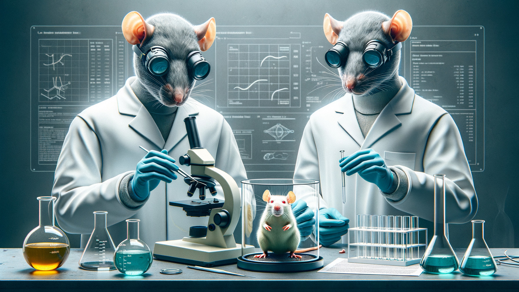 Anthropomorphic Rats Conduct Experiments in Laboratory