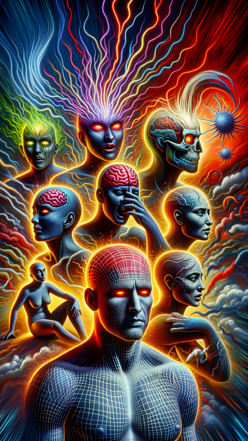 Surreal Composition of Interconnected Human Figures