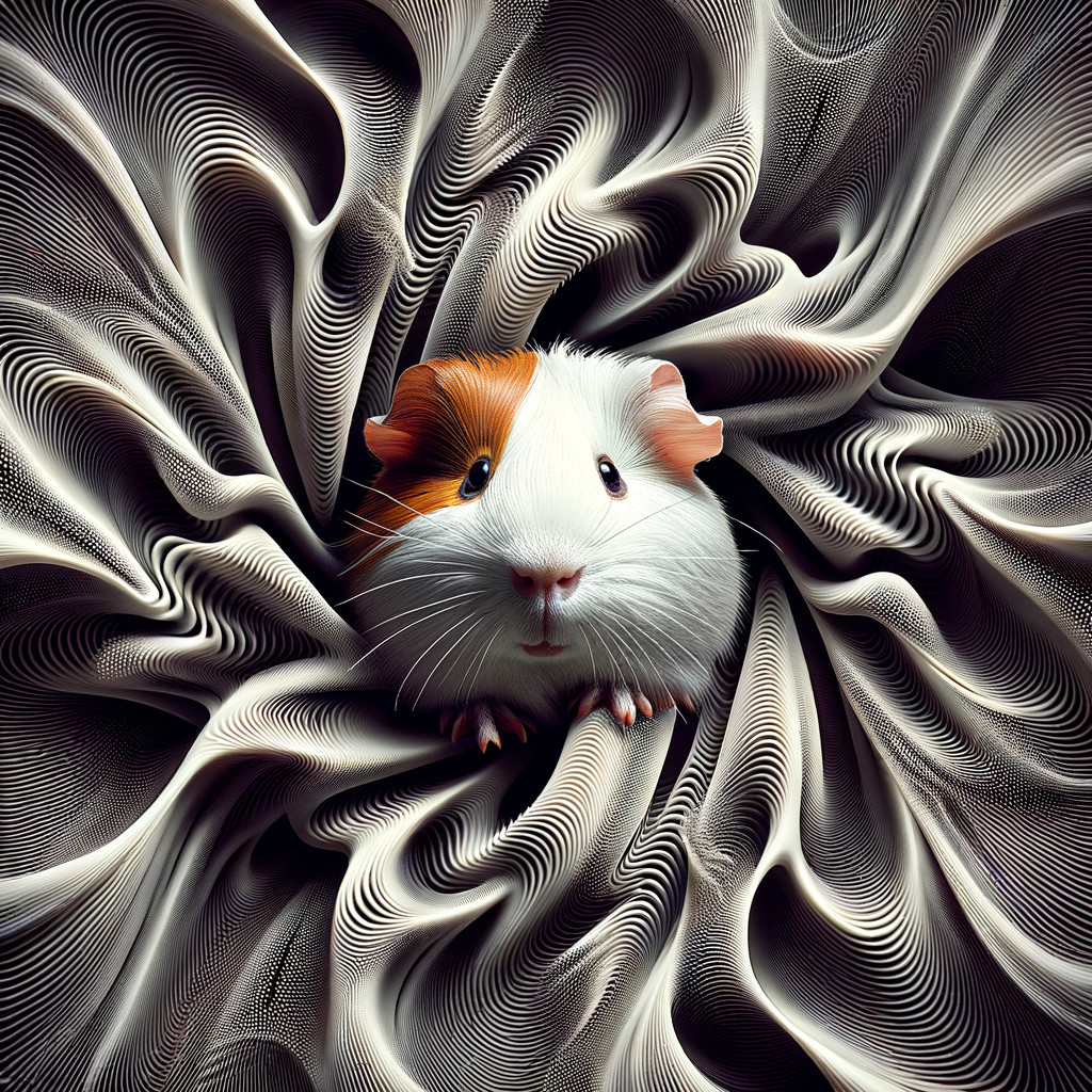 Guinea Pig Among Textured Fabric Backdrop