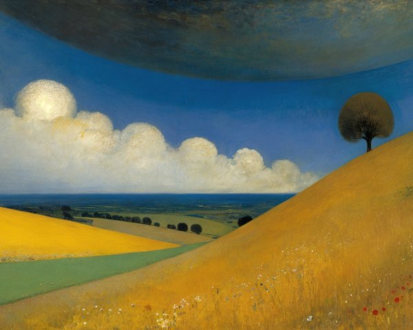 Serene Landscape of Rolling Hills and Vibrant Wildflowers