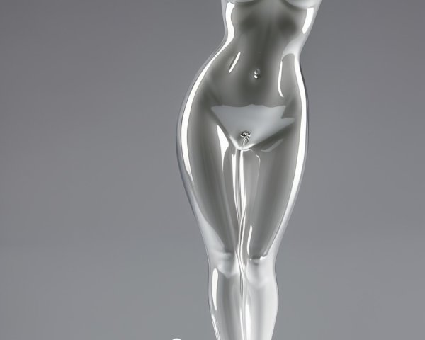Transparent Glass Sculpture of Slender Female Figure