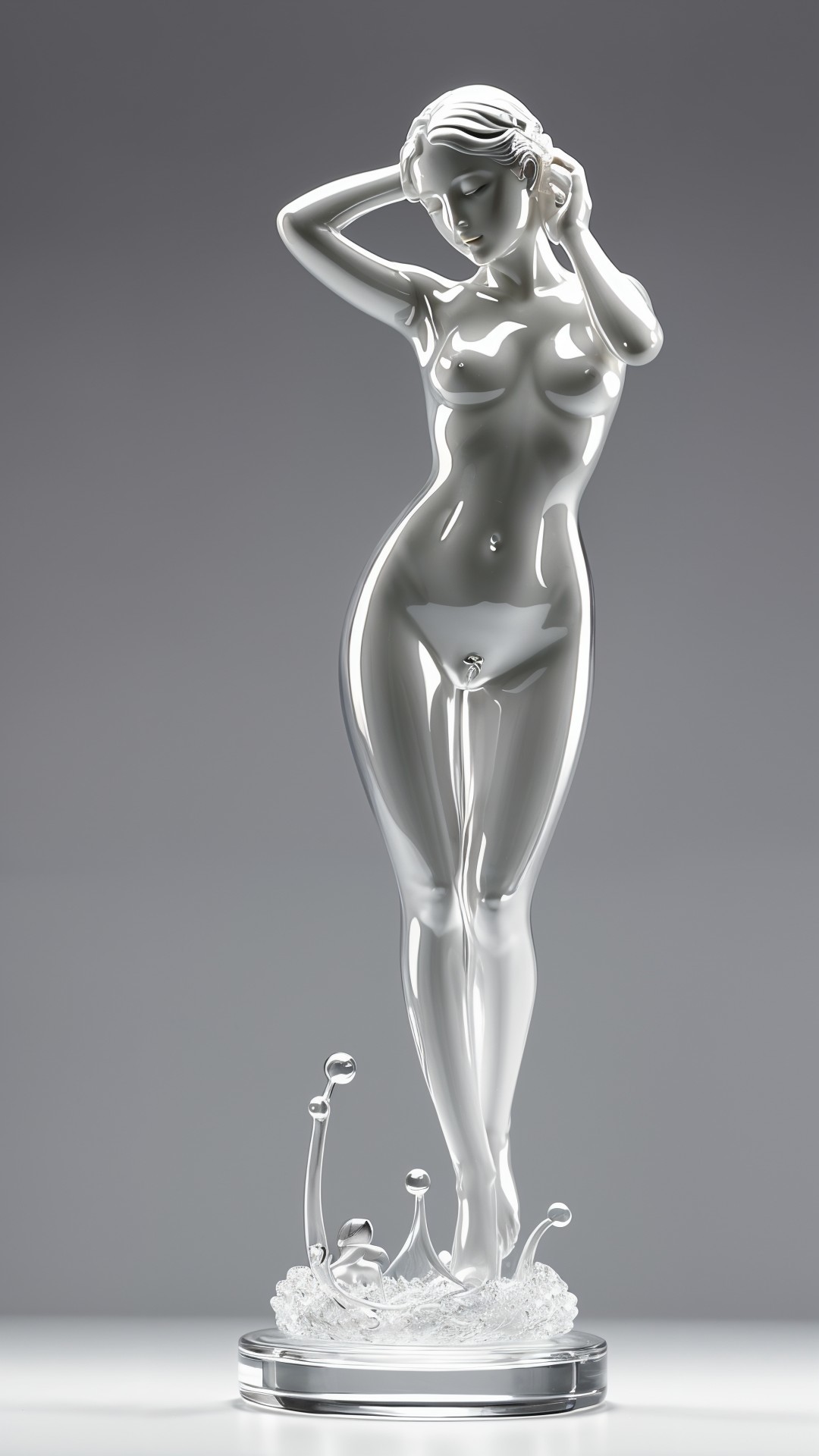 Transparent Glass Sculpture of Slender Female Figure