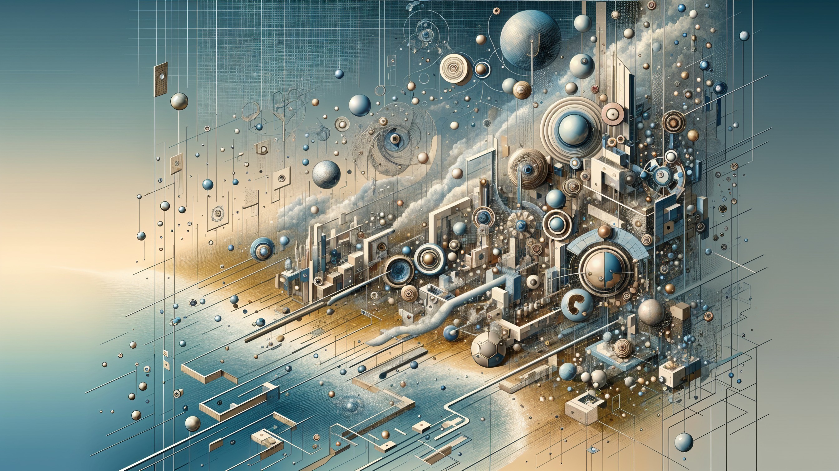 Abstract Artwork of Geometric Shapes in Seascape