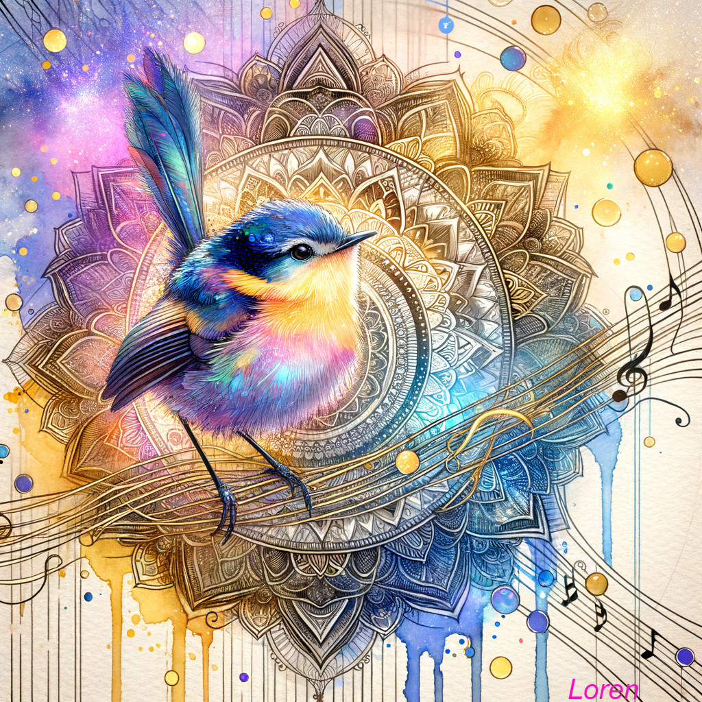 Vibrant Bird on Psychedelic Mandala Background