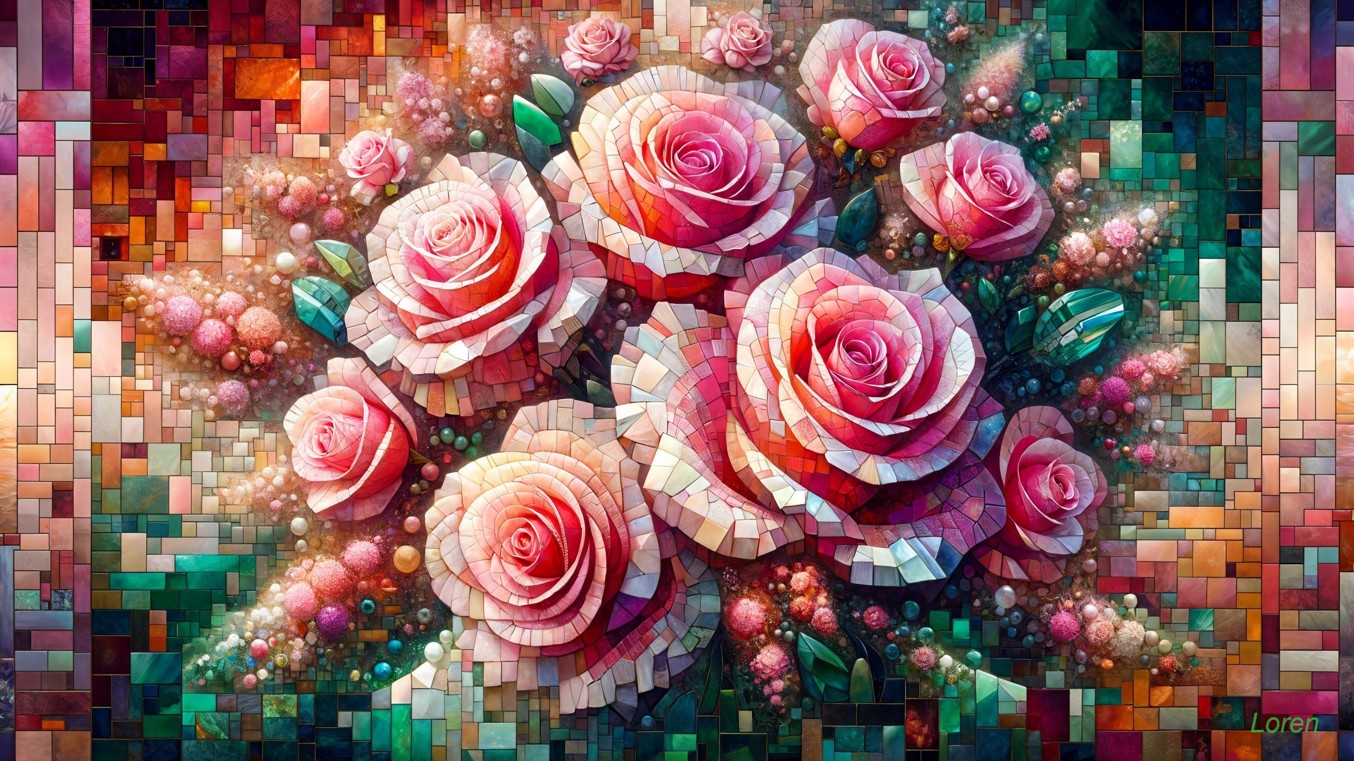 Vibrant Mosaic of Blooming Roses in Rich Colors