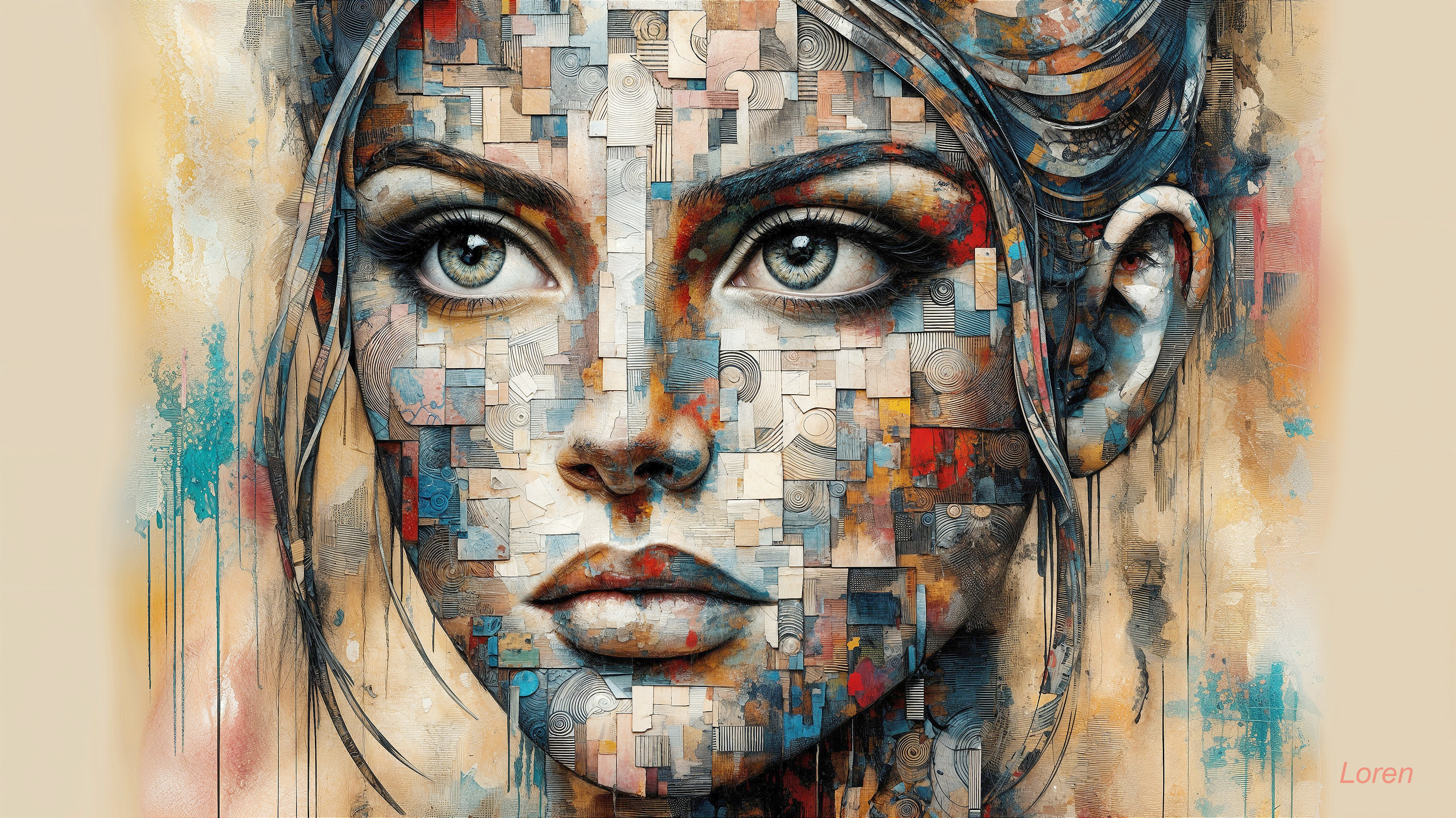 Artistic Portrait of a Woman in Geometric Shapes