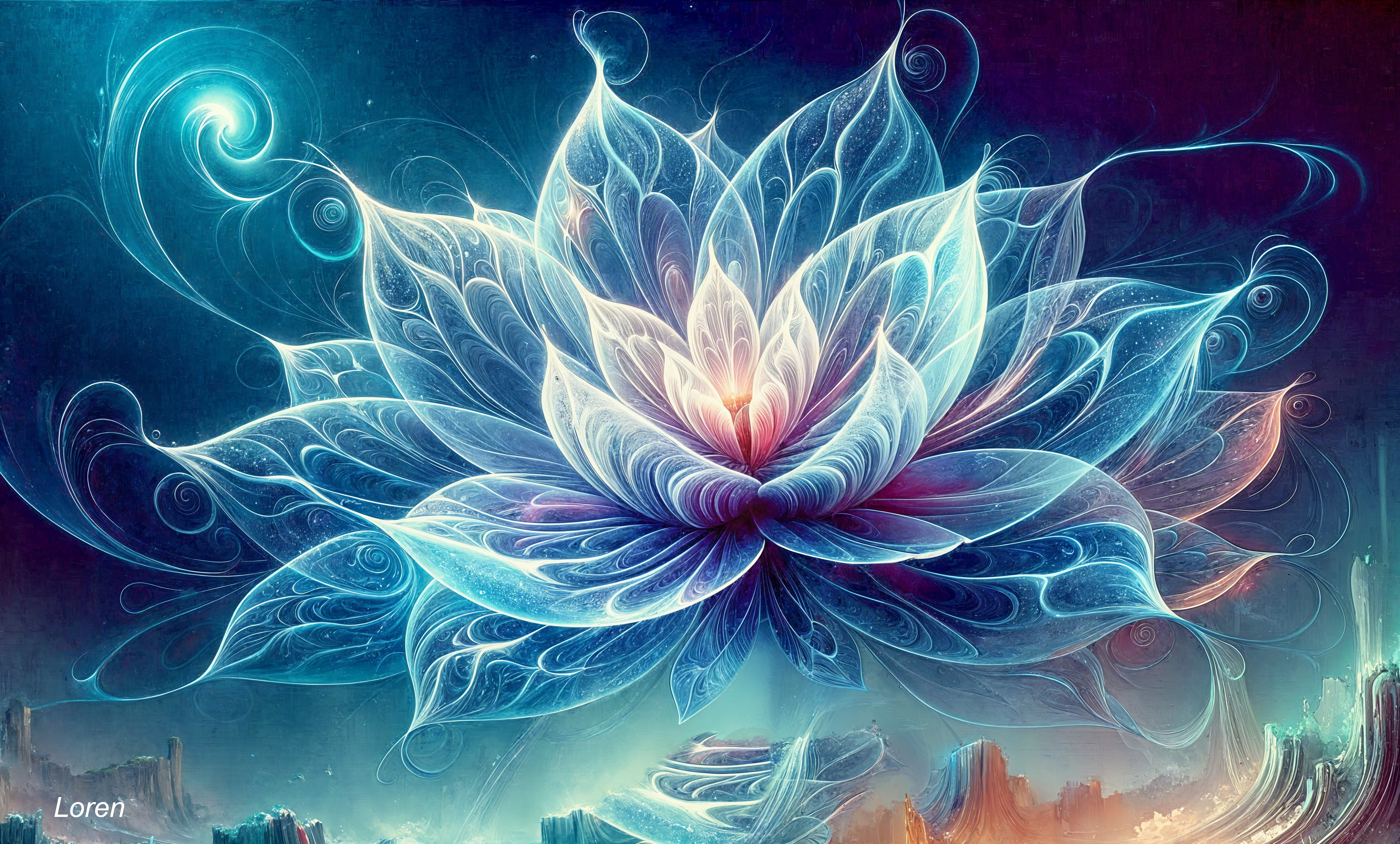 Luminous Digital Art of an Ethereal Lotus Flower