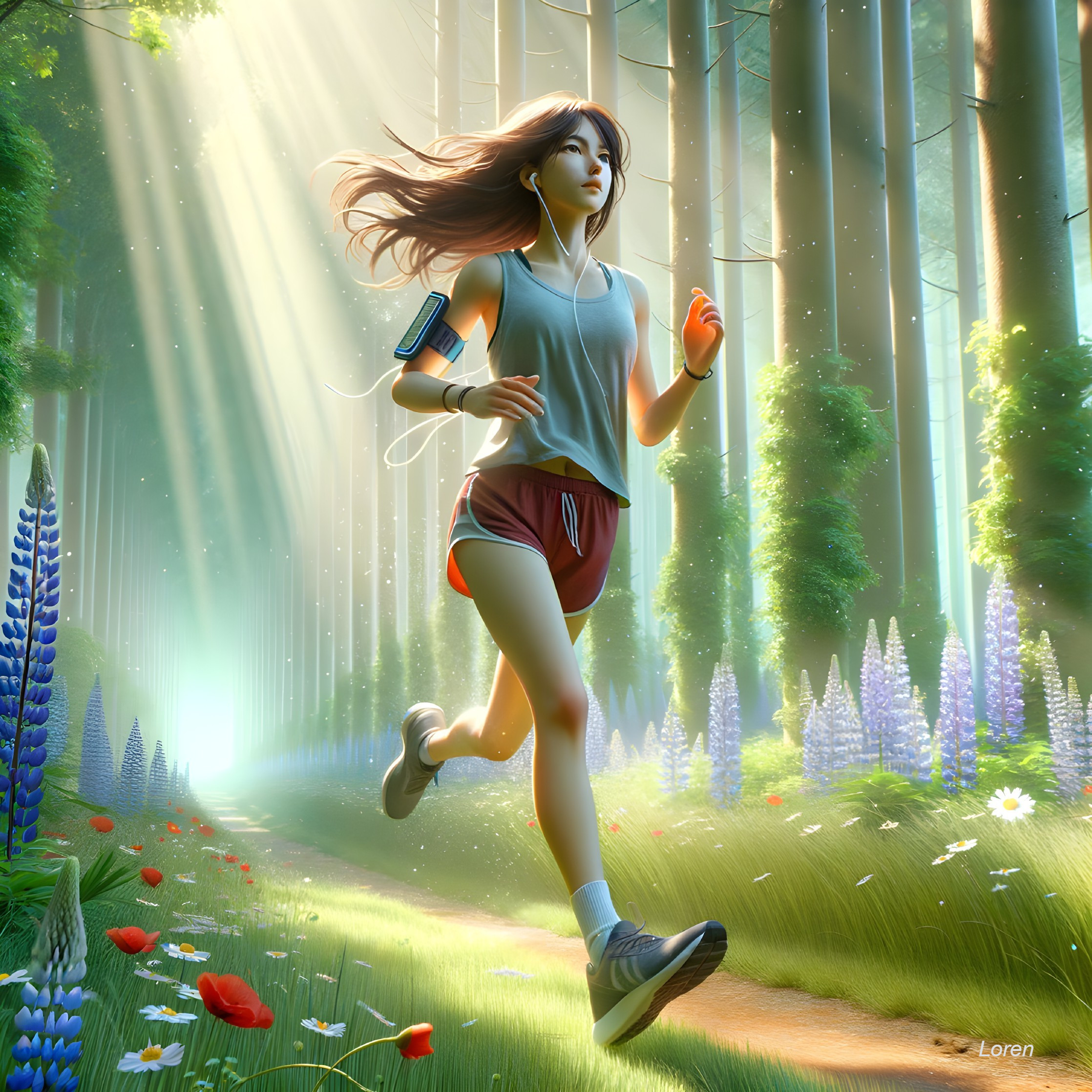 Sunlit Serenity: Forest Jog