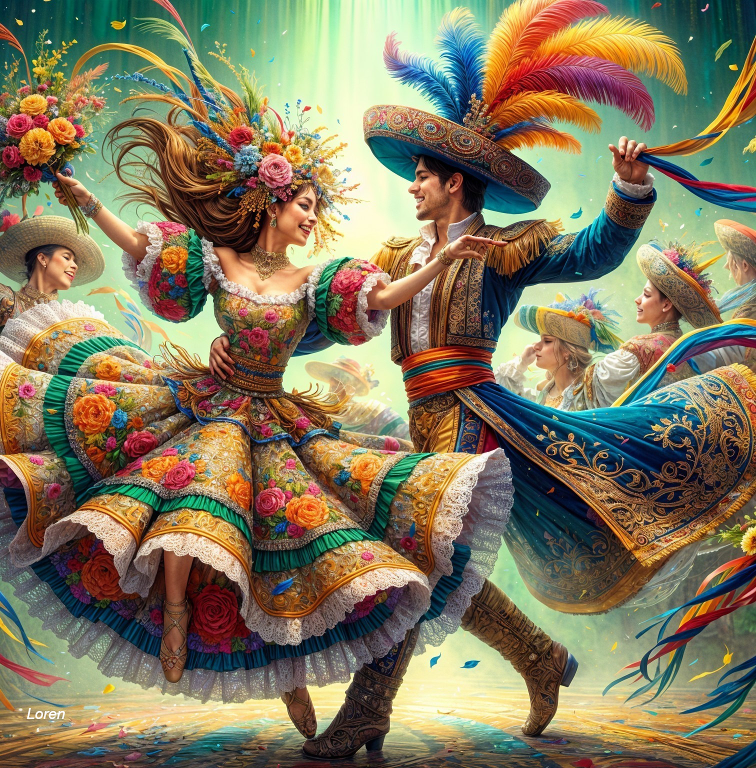 Colorful Cultural Dance Celebration with Traditional Costumes