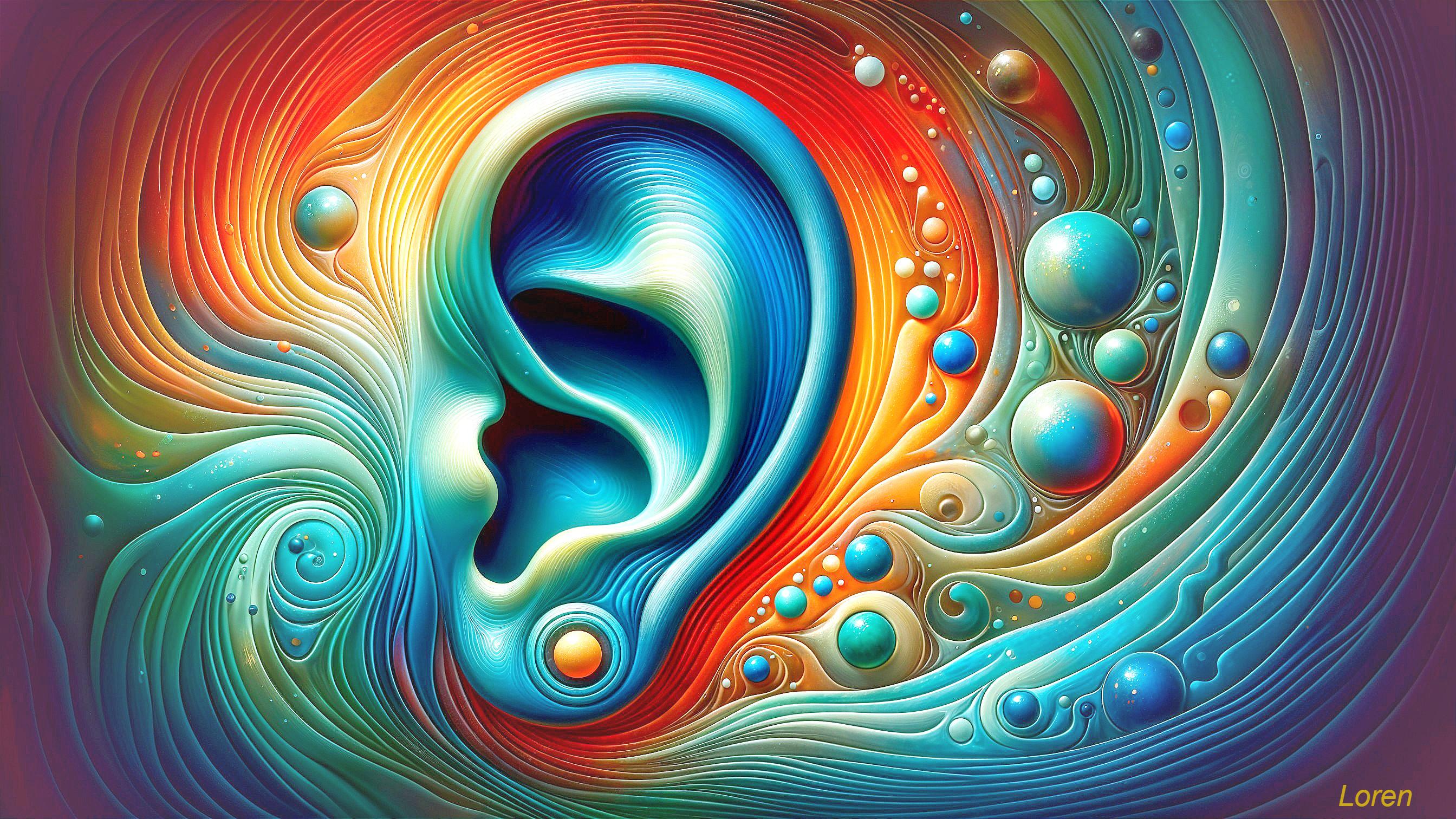 Vibrant Abstract Representation of an Ear with Colors