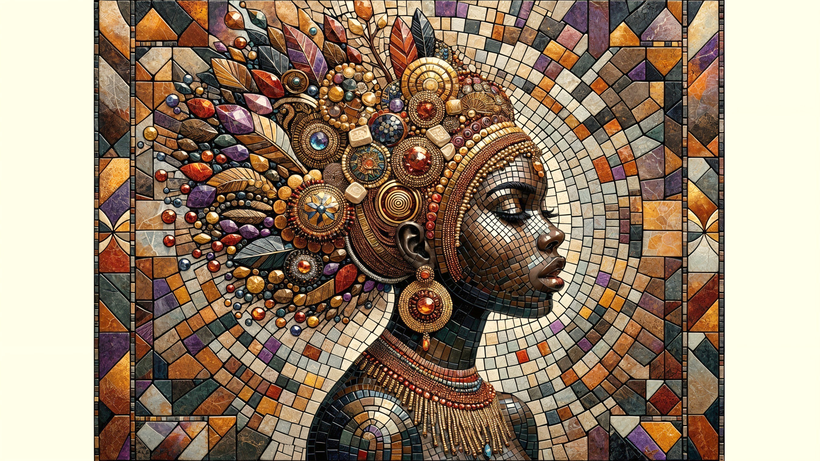 Mosaic Portrait of a Woman with Vibrant Colors