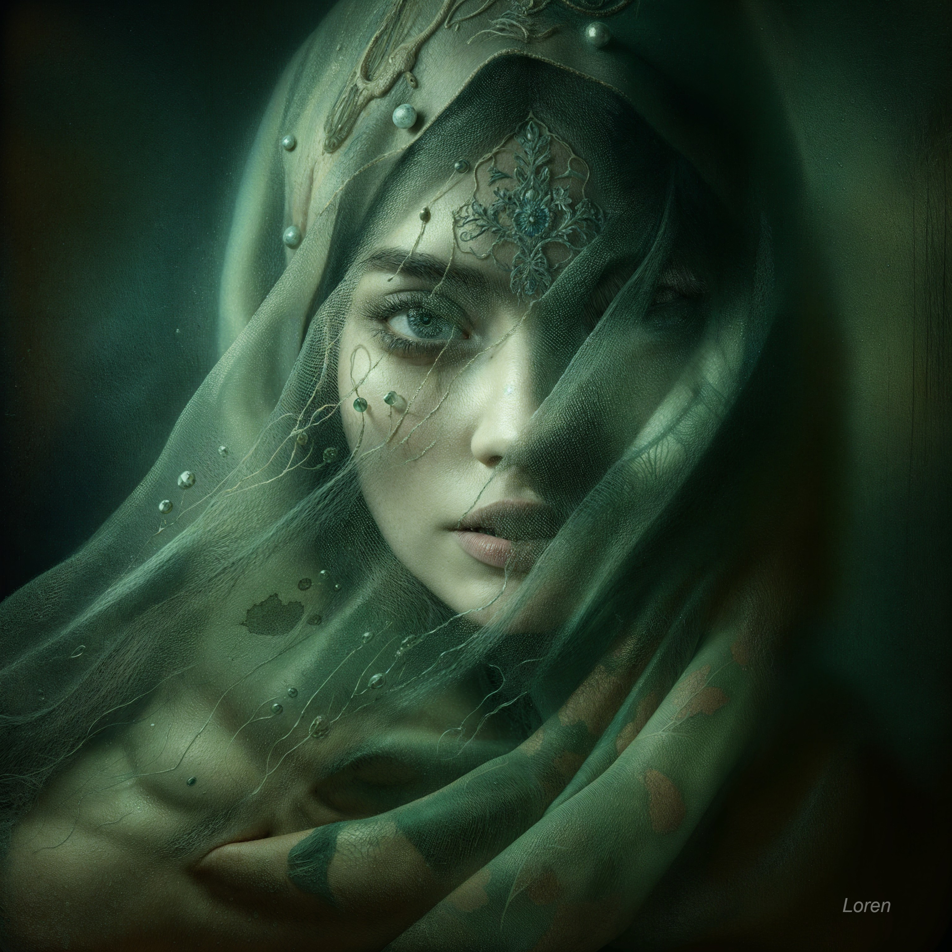 Portrait of a Woman in a Translucent Veil