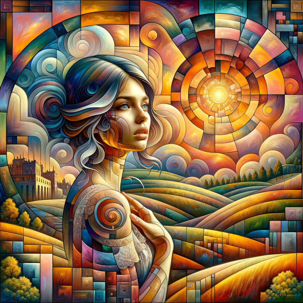Surreal Portrait of a Young Woman in Abstract Landscape