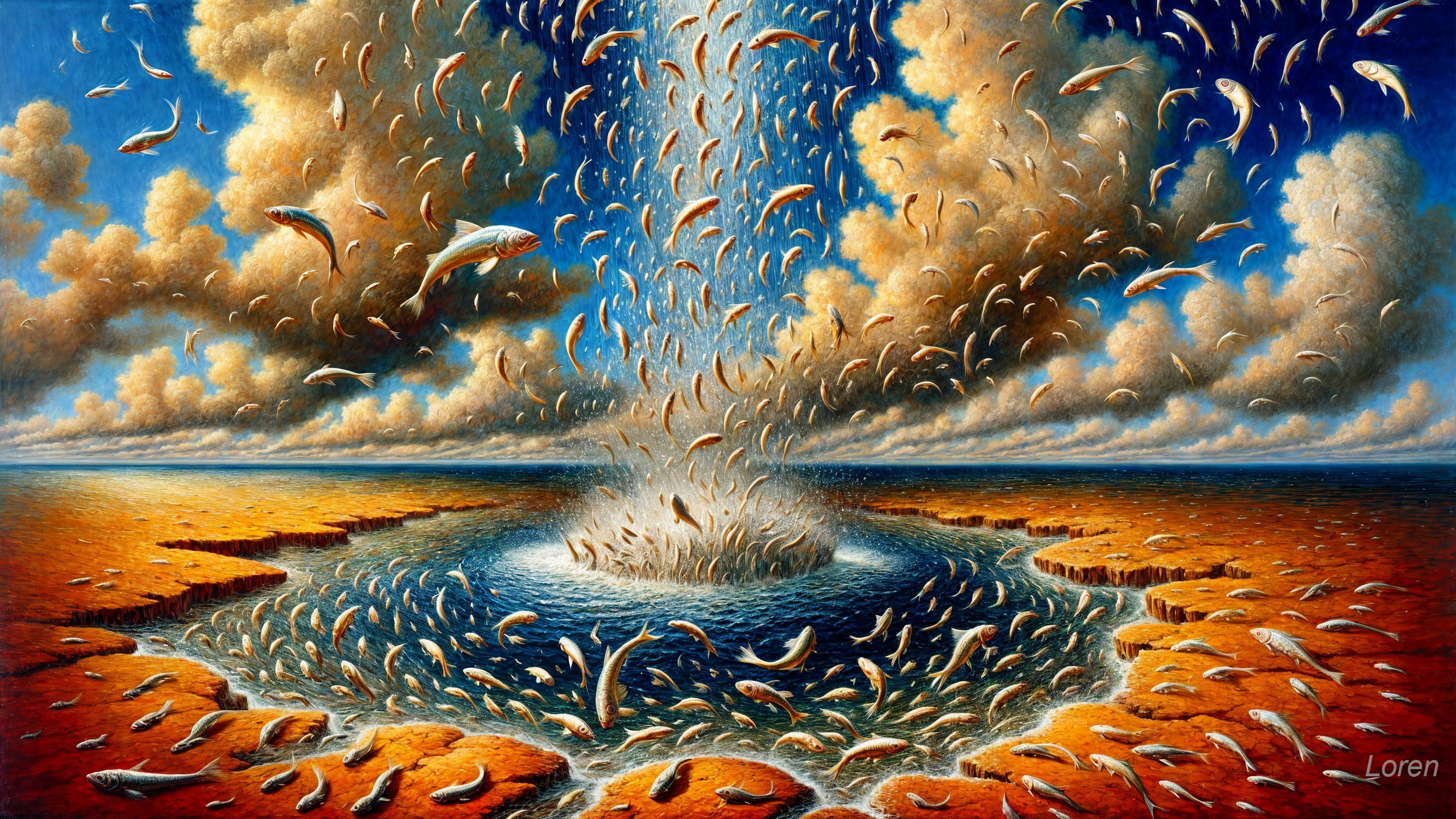 Surreal Whirlpool Scene in Vibrant Ocean Landscape