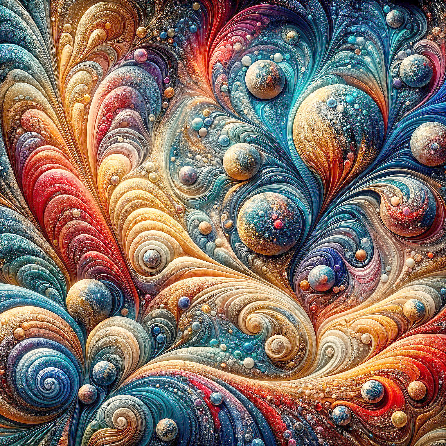 Vibrant Abstract Pattern with Cosmic Landscape Designs