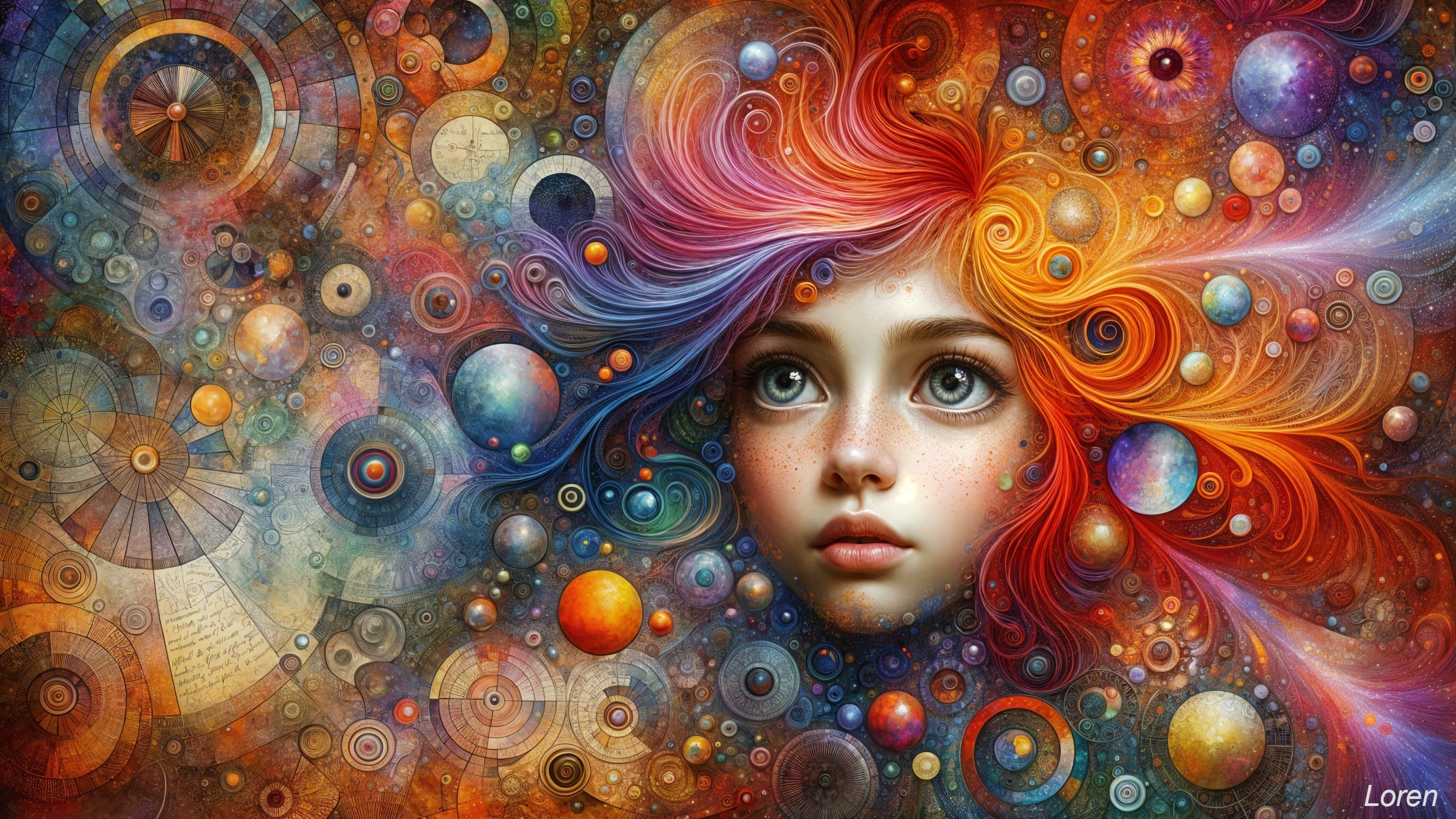 Surreal Portrait of a Girl in an Abstract Cosmos