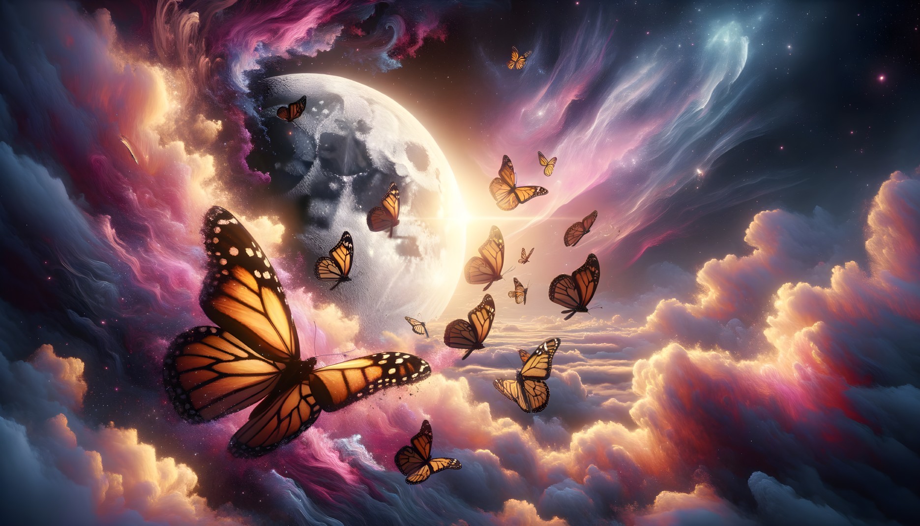 Celestial Symphony: Moonlit Butterflies