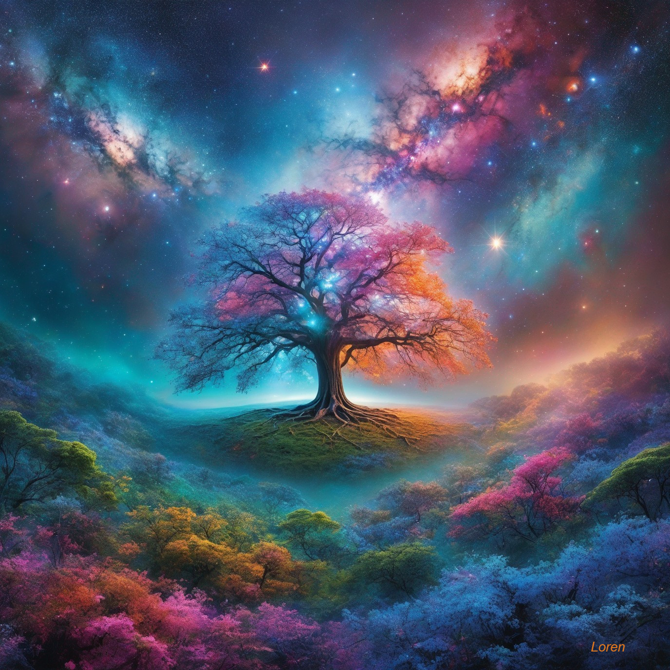 Cosmic Harmony: Tree on the Hill