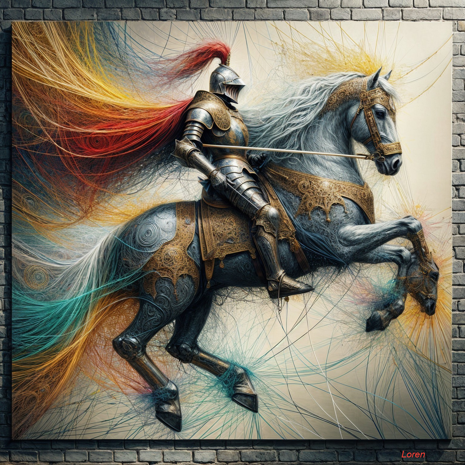 Knight in Ornate Armor Riding a Powerful Steed