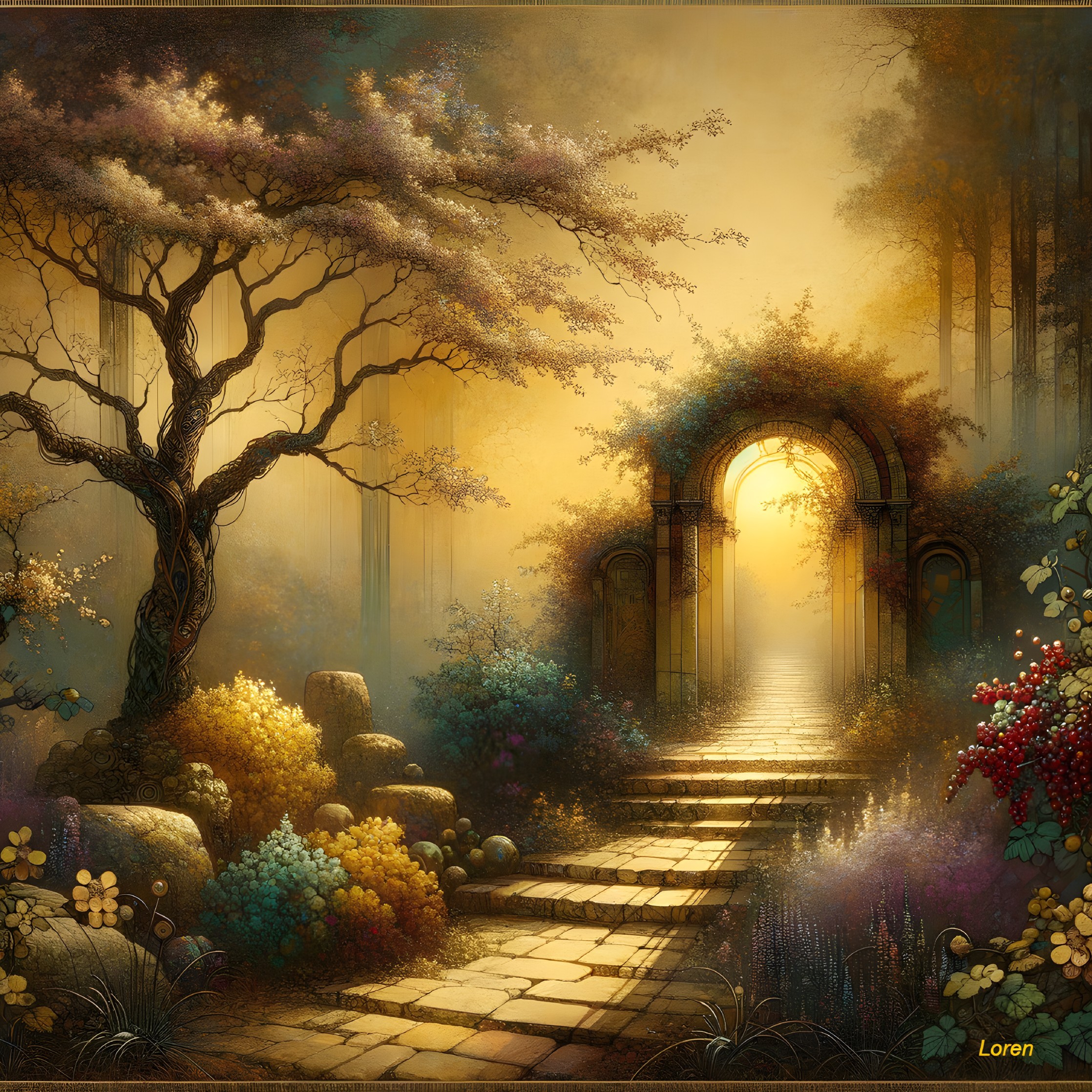 Enchanting Landscape with Winding Stone Pathway