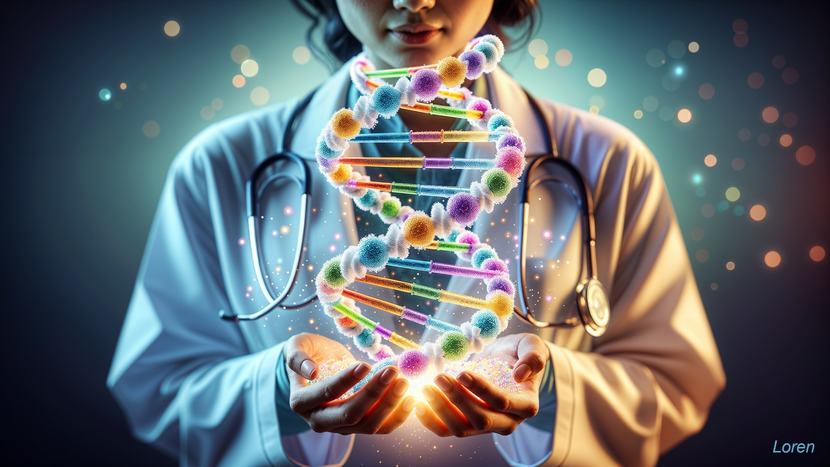 Illuminated DNA Double Helix in Scientific Setting