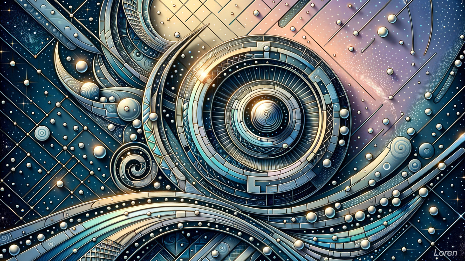 Colorful Abstract Design with Swirling Patterns and Shapes