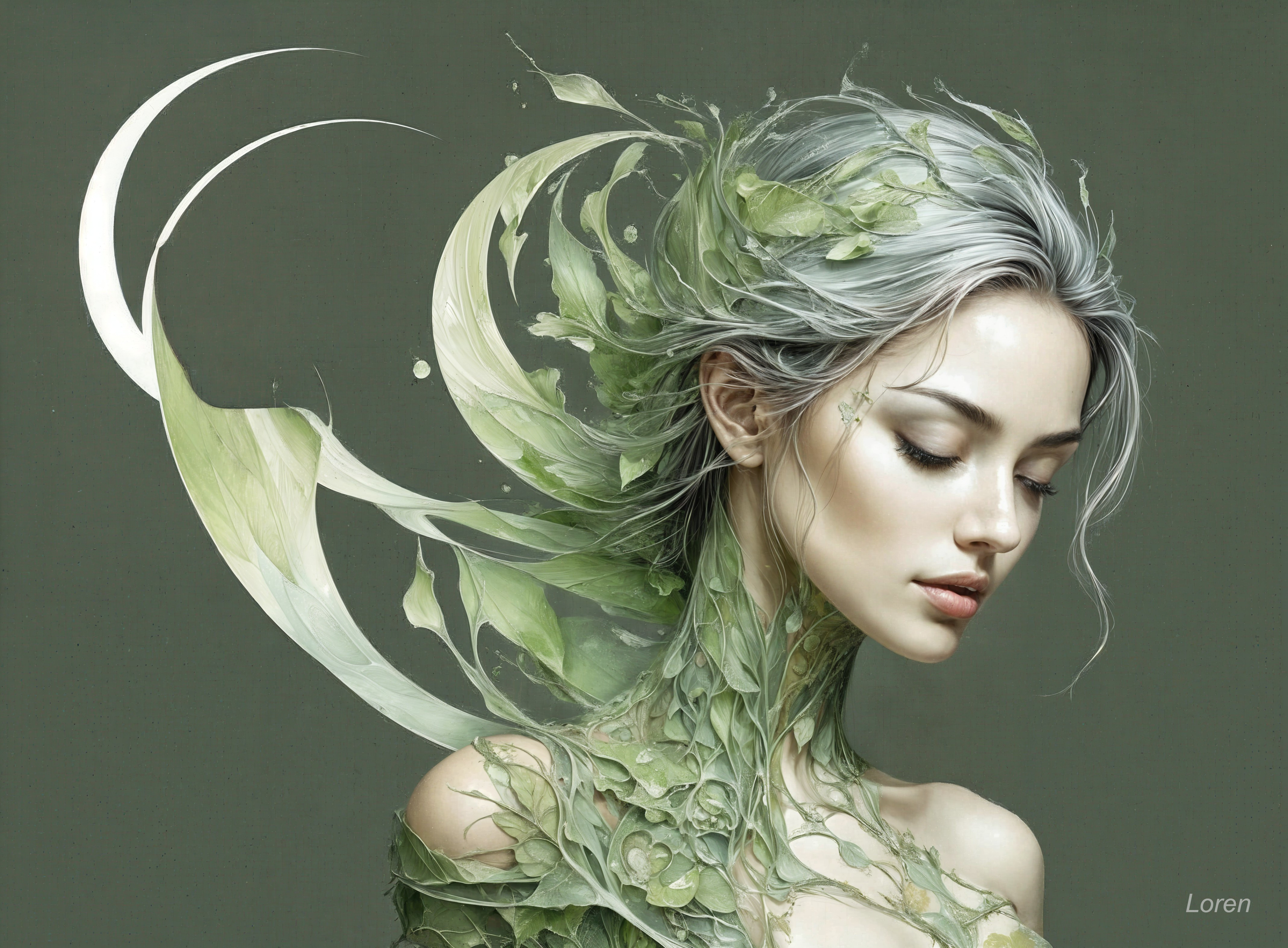 Mystical Figure Surrounded by Nature and Tranquility
