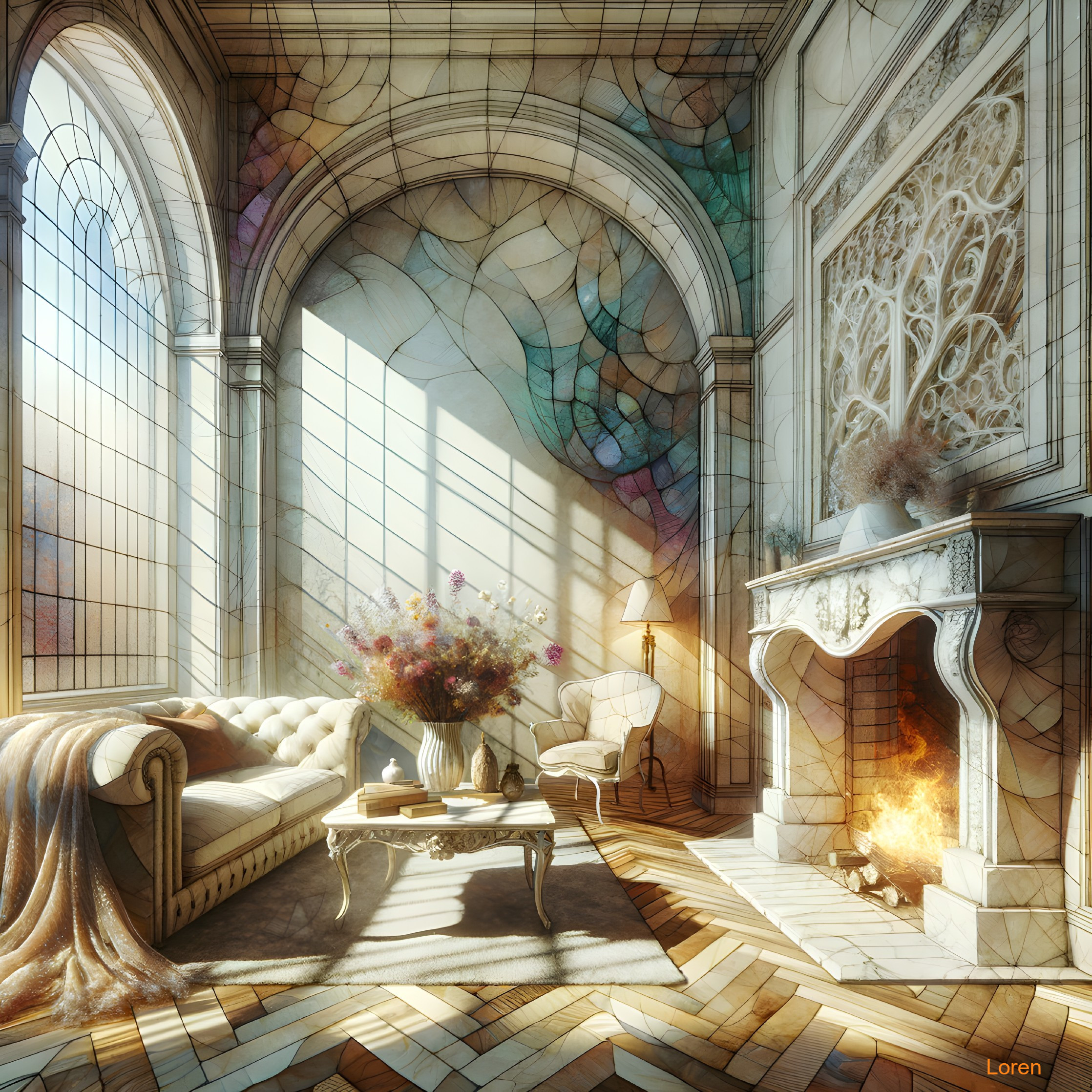 Sunlit Serenity: A Cozy Stained Glass Haven