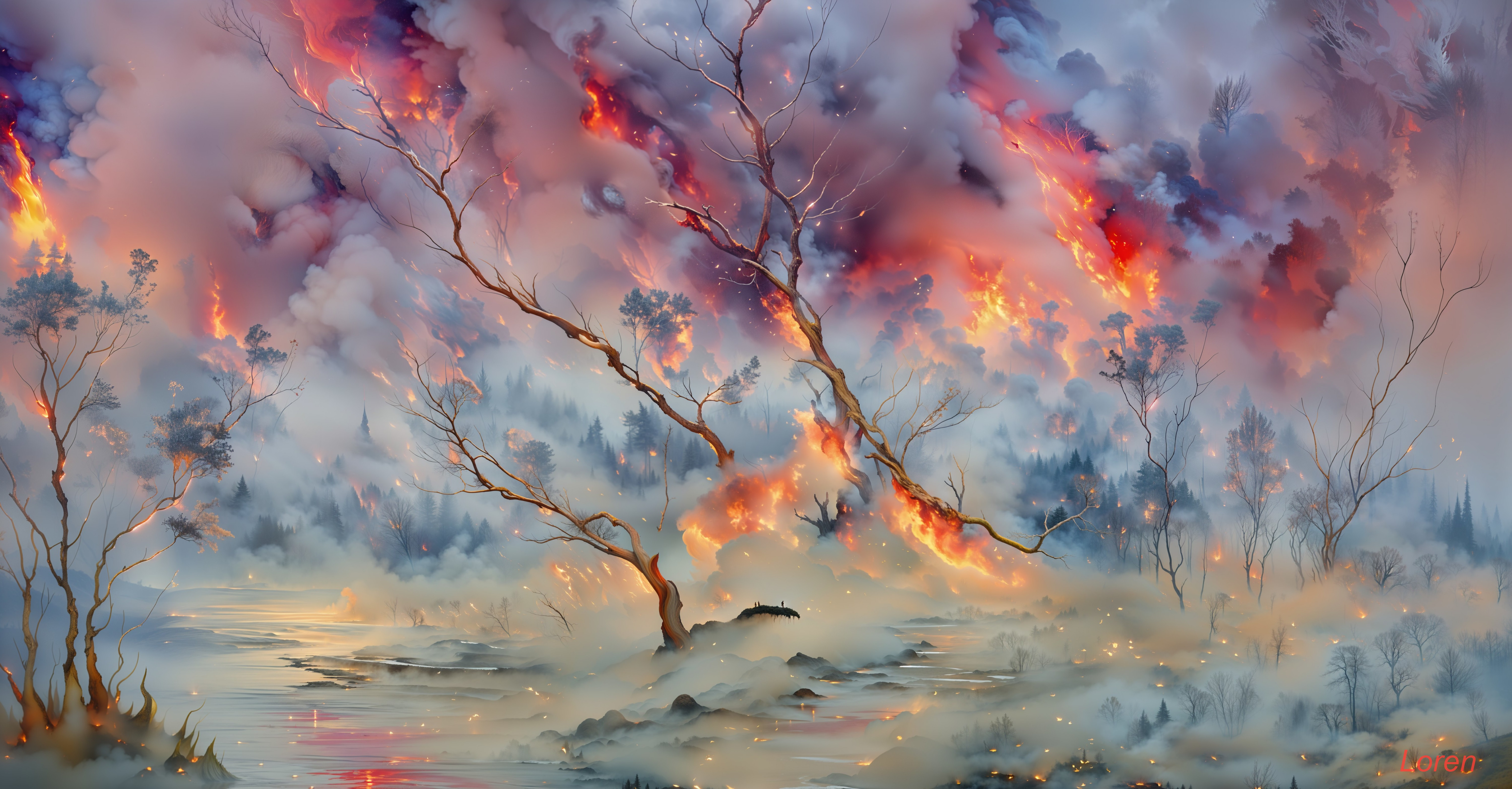 Dramatic Landscape of Flames and Scorched Earth