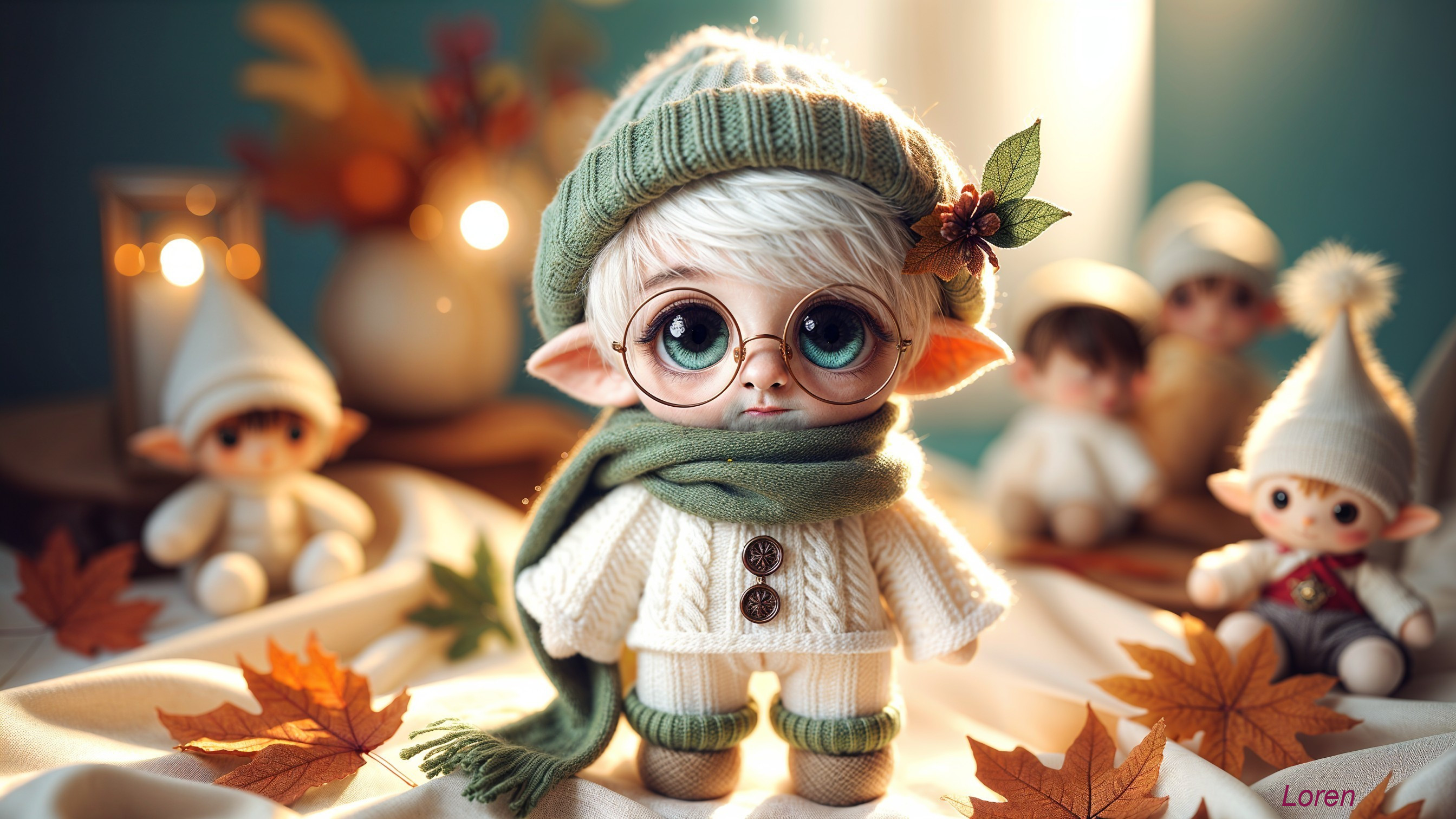 Charming Doll Surrounded by Elf-Like Companions