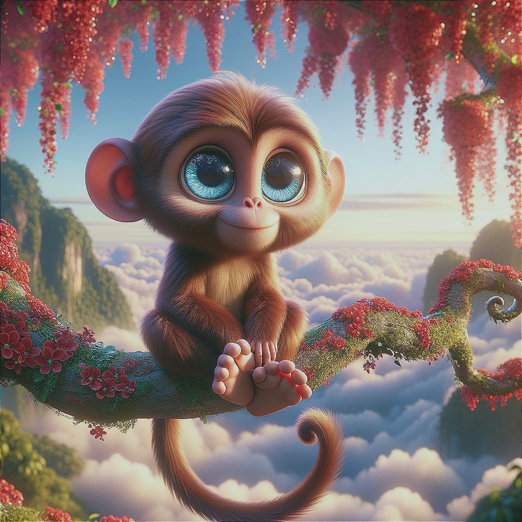 Whimsical Monkey in Paradise