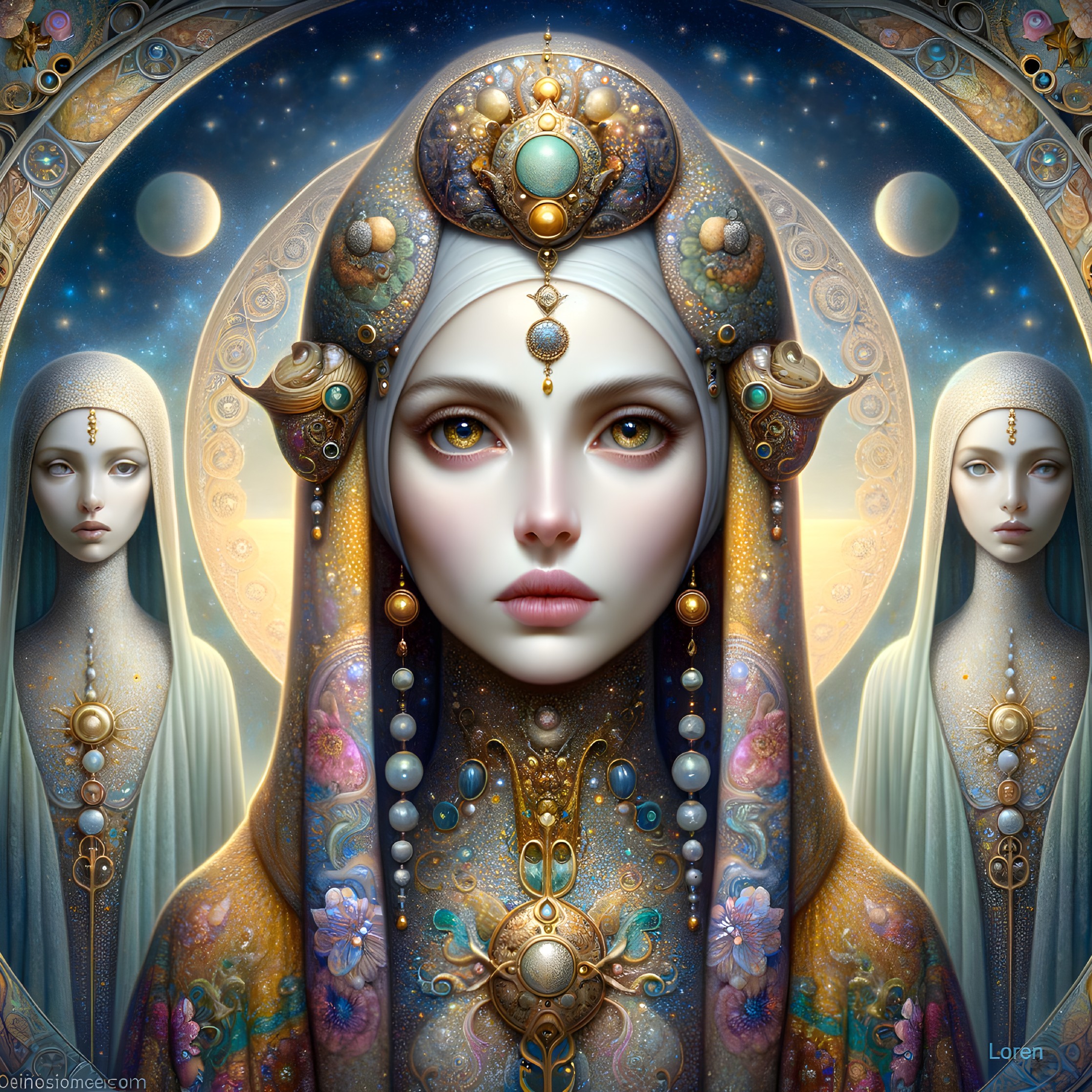 Regal Symmetry: Digital Goddess Portrait