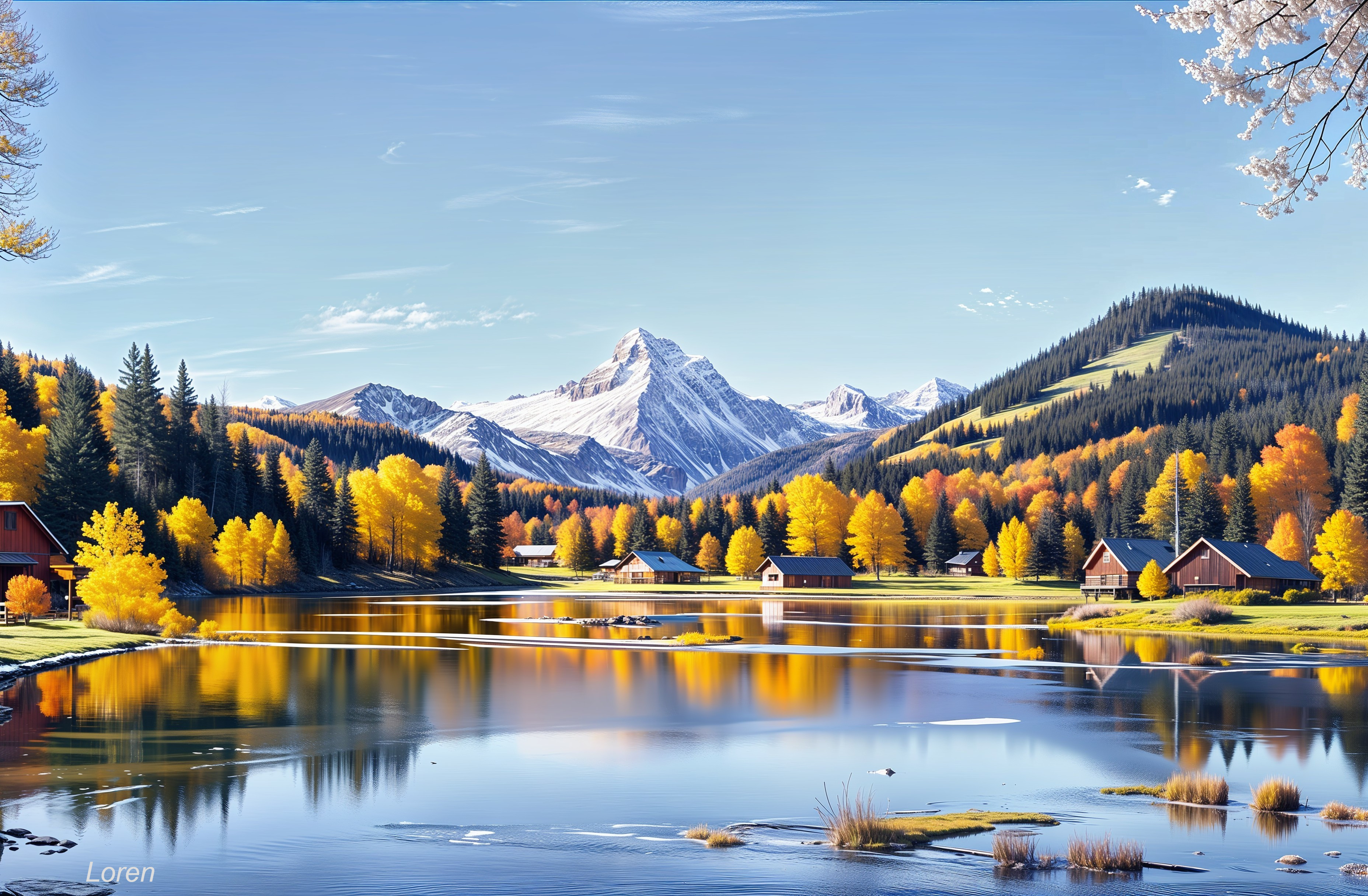 Golden Tranquility: A Fall Scene